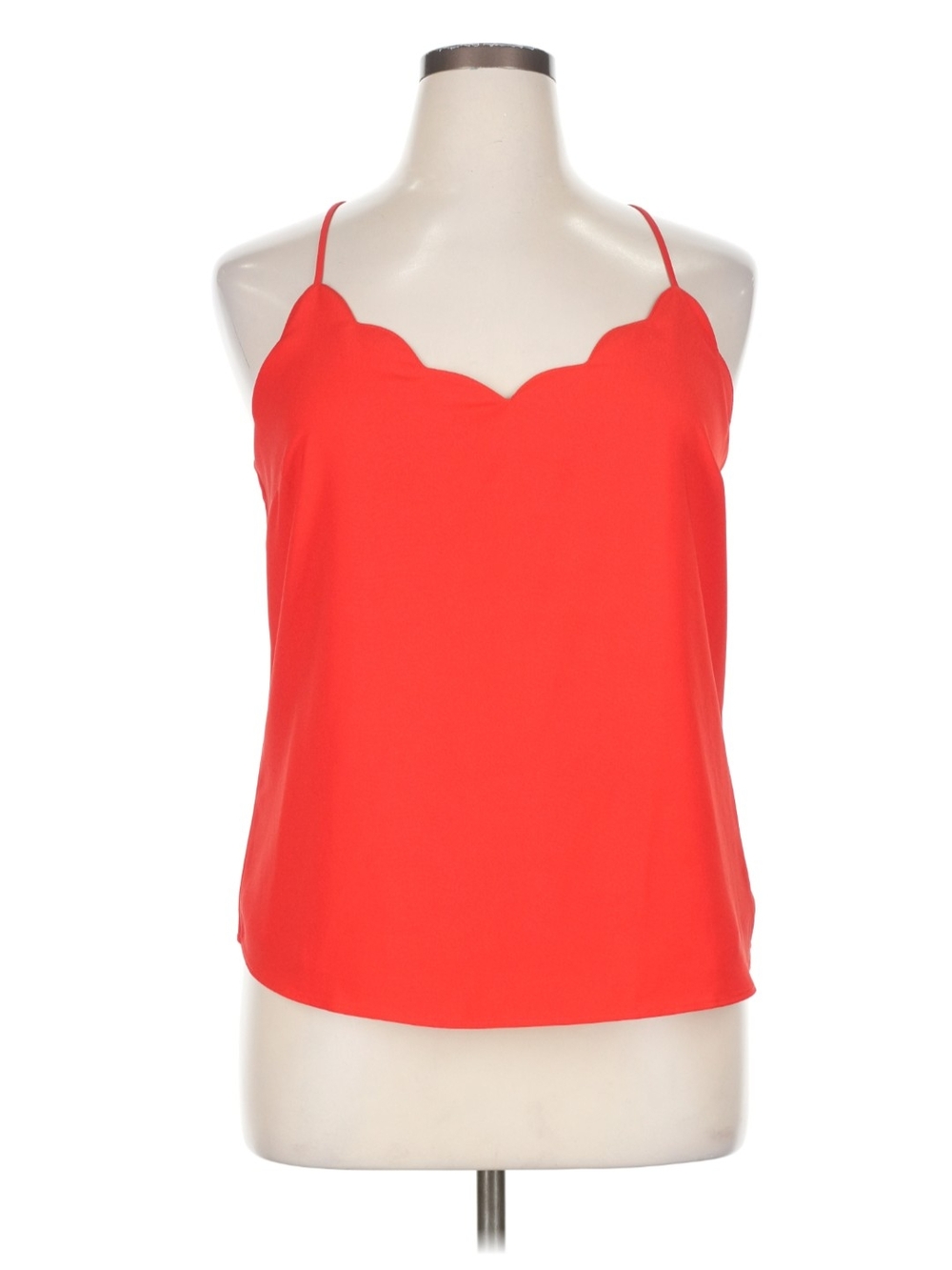 J. Crew Red Orange Scallop-Edge Spaghetti Strap Camisole Top